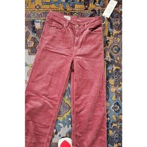 Pilcro/ Anthropologie Robbie high rise Corduroy flare jeans in Rose. NWT